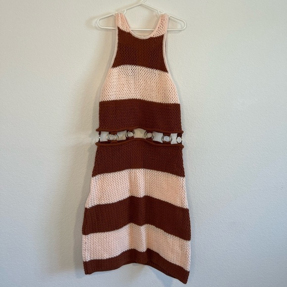 Lilly’s Kloset Women’s Pink & Brown Striped Knit Dress Size Small - Picture 1 of 11